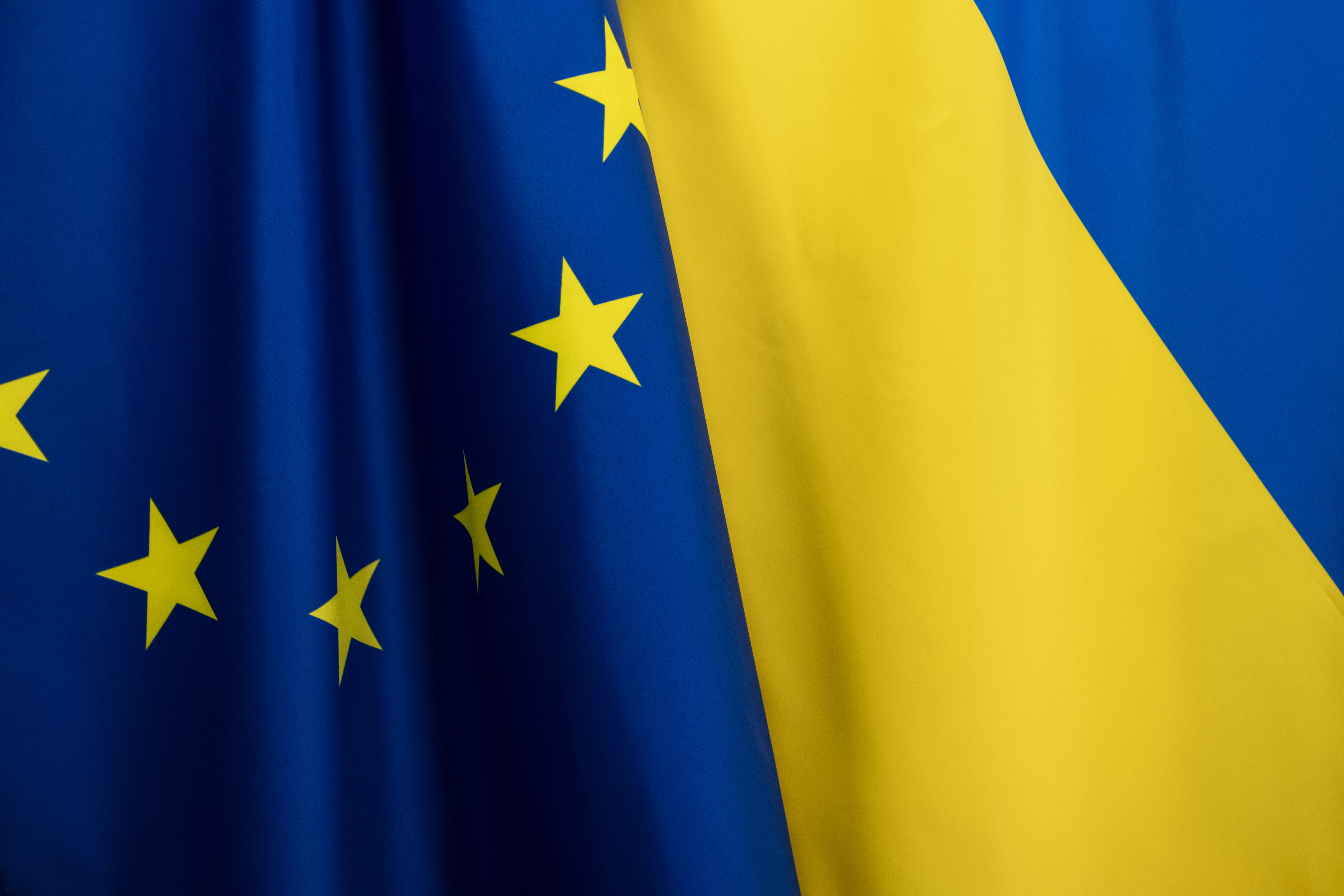 EU and Ukraine flags photo