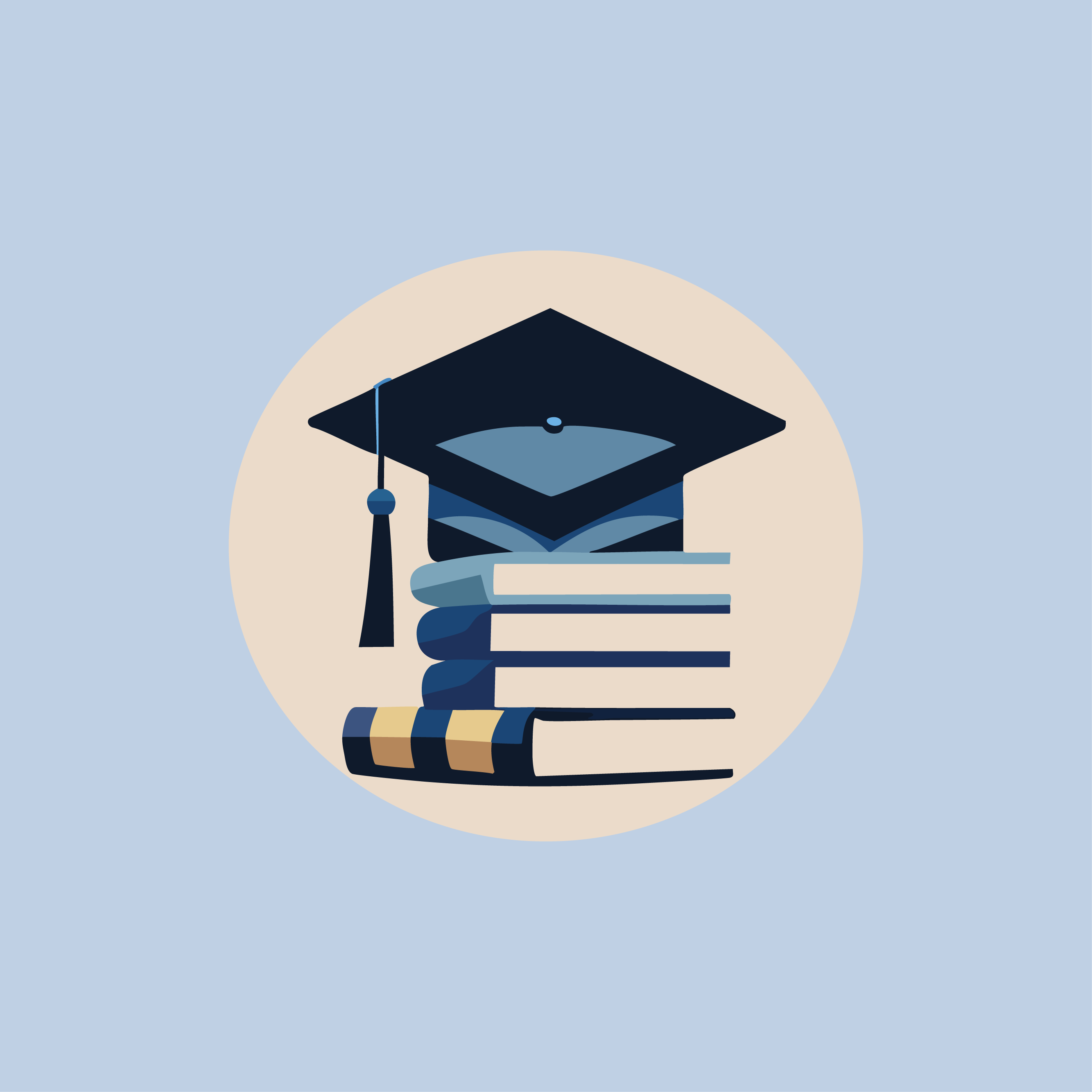 Illustration of graduation hat and books depicting the concept of education and training