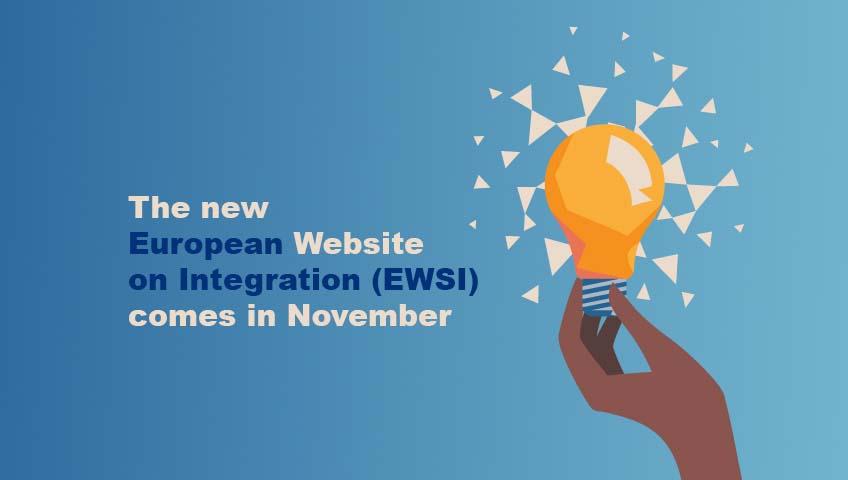 Promotional image of the new website, with a hand holding a bulb with its light diffusing into sparkles into the blue background and teaser text superimposed. 